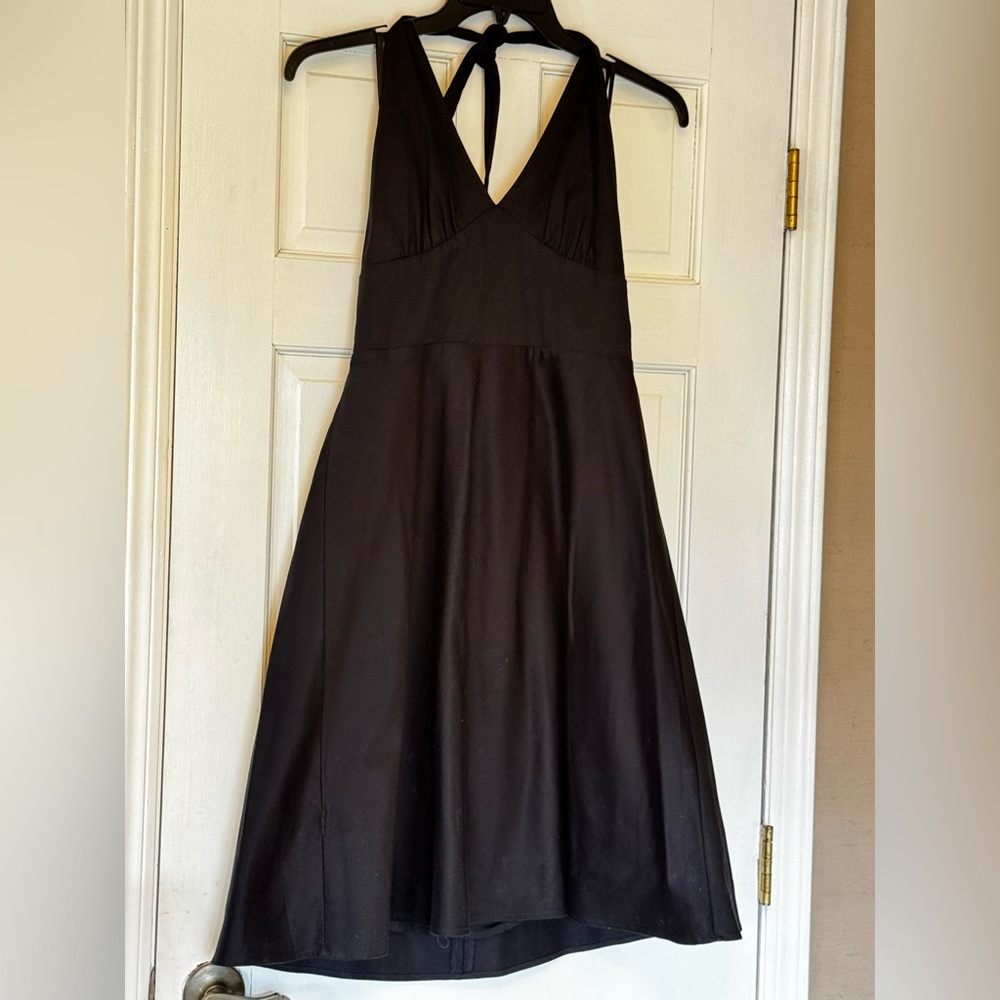 White House Black Market Black Halter V-Neck Midi Dress